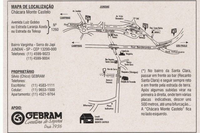 MAPA DA CHACARÁ ONDE SERÁ REALIZADO O ENCONTRO