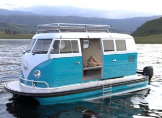 Arquiteto transforma VW Kombi Corujinha em barco dos sonhos